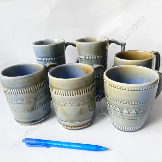 6 IRISH PORCELAIN TANKARDS 