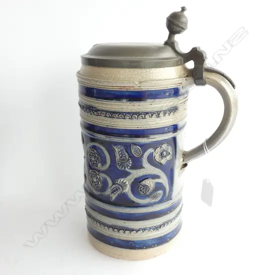GERMAN WESTERWALD LARGE LIDDED STEIN (faulted)