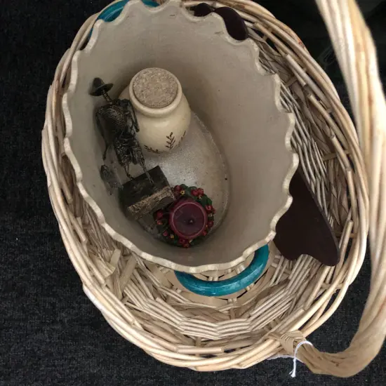WICKER BASKET & CONTENTS