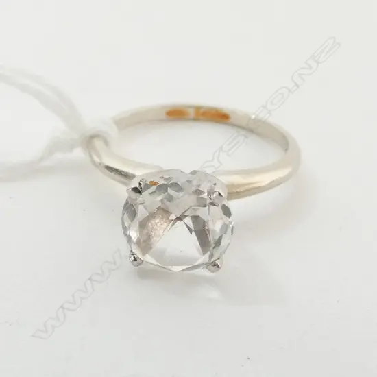 RING, LADIES, 14ct, HUGE WHITE SAPPHIRE, 2.4gm