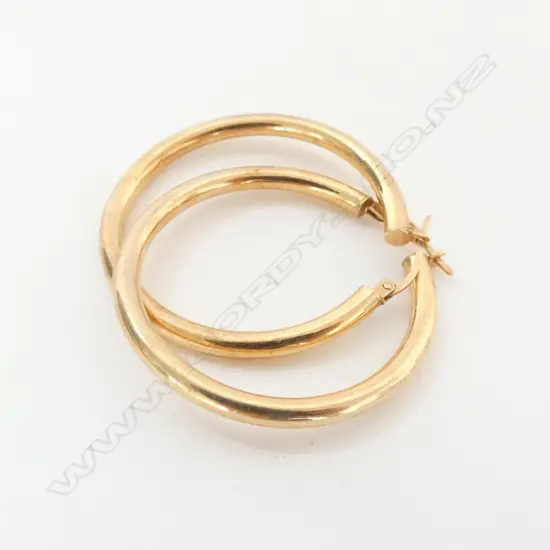 EARRINGS, HOOP, 9ct GOLD, 37mm DIAMETER, 2.7gm