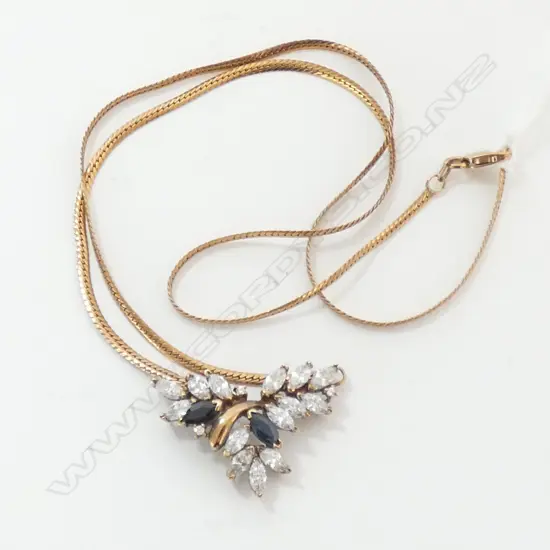 NECKLACE, SAPPS AND WHITE STONES SET IN 14ct GOLD