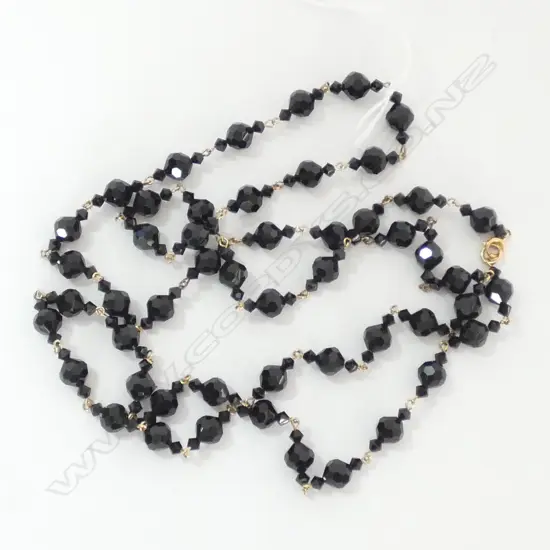 NECKLACE, LONG, JET BEADS, 960mm