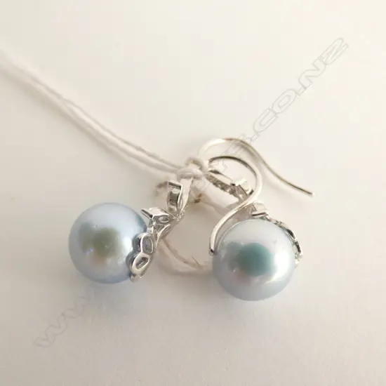 PR SILVER GILT & CULTURED PEARL EARRINGS