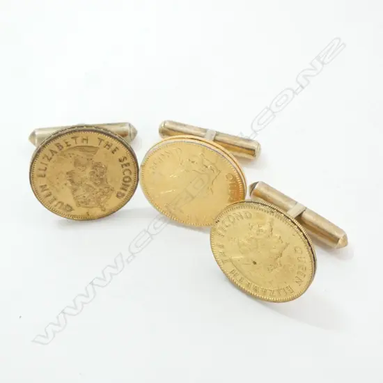 3 X CUFFLINKS MADE OF HONG KONG 10c COINS
