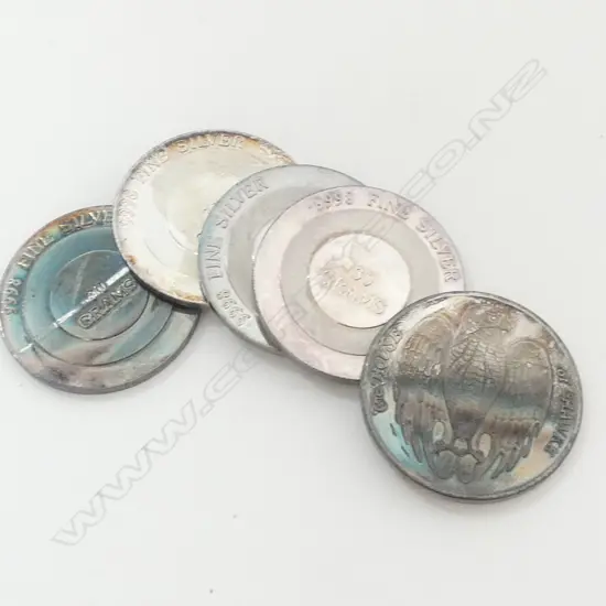 30 GRAM 1oz PURE SILVER ROUNDS - (LOT OF 5 ITEMS)