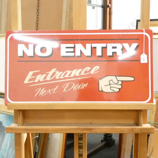 'NO ENTRY - ENTRANCE NEXT DOOR' PERSPEX SIGN -  580 X 300MM