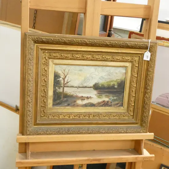 19thC GILT FRAMED OIL 165 X 295MM