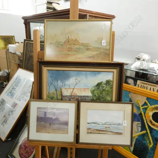 4 PAINTINGS ENGLISH/NZ SCENES OIL & WATERCOLOUR