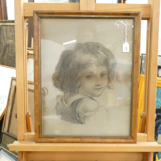 VICTORIAN PENCIL SKETCH OF A YOUNG GIRL