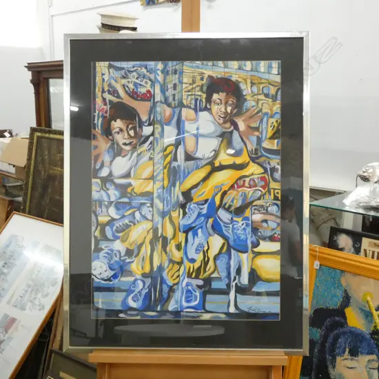 MIRIAM CHAINEY 'CITY RHYTHMS' ACRYLIC '84 750 X 550MM