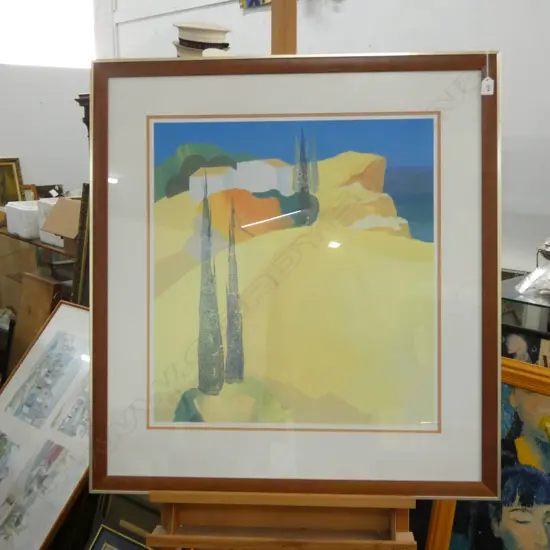 LARGE YELLOW ABSTRACT LANDSCAPE PRINT 645 X 600MM