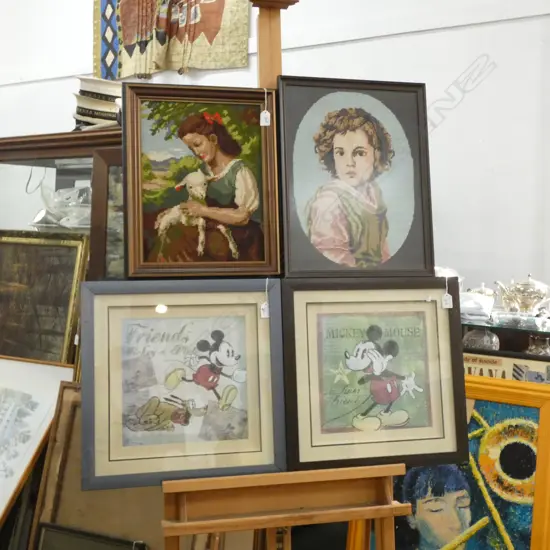 4 ARTWORKS; 2 EMBROIDERY, 2 MICKEY MOUSE 280MM SQ