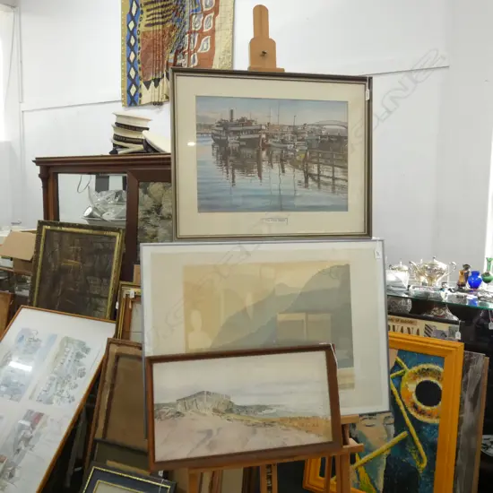 H. V. PIDDINGTON 'VIGIL' ARTISTS PROOF PRINT '84 430 X 555MM + GARY SCHOFIELD PRINT 'THE FERRY BOATS' + OCEAN W/C