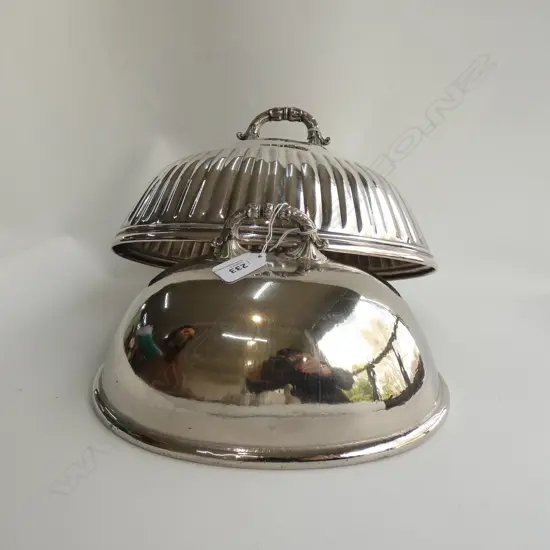 2 SILVER PLATE FOOD COVERS L. 305MM