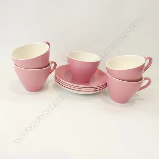 5 CROWN LYNN COFFEE CUPS + 4 SAUCERS 