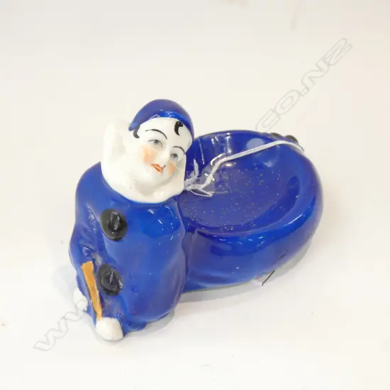 ART DECO H/PAINTED  PIERROT TRINKET DISH L130 MM