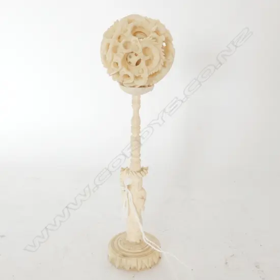 IVORY CHINESE PUZZLE BALL ON STAND H155MM