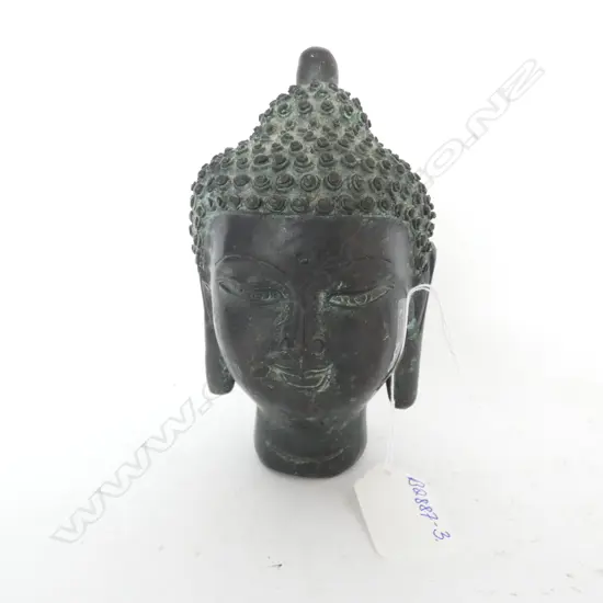 ORIENTAL BRONZE BUDDHA HEAD SEAL MARKED H,140mm