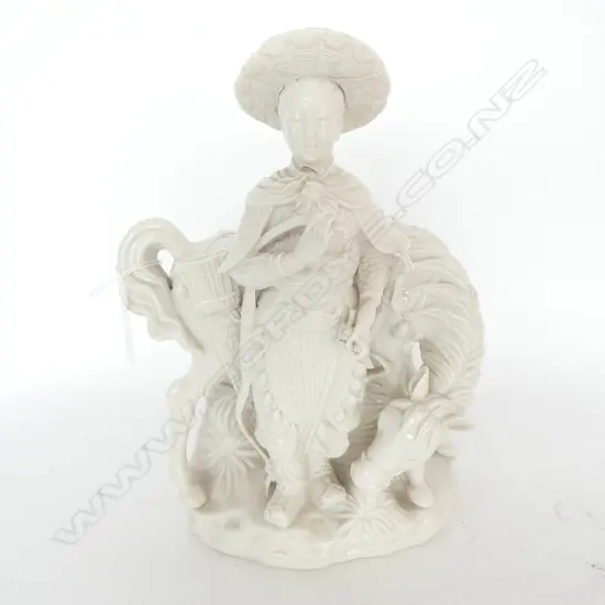 CHINESE BLANC DE CHINE FIGURE OF A BOY &  HORSE, H. 280MM, SOME REPAIRS/FAULTS