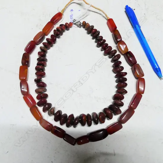 2 STRINGS OF CARNELIAN BEADS FROM MADAGASCAR 