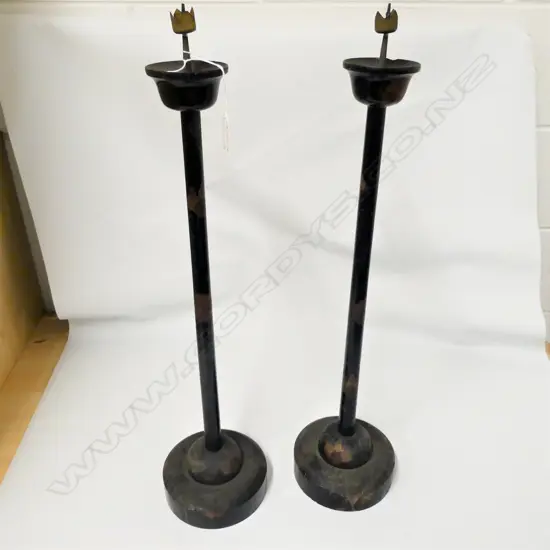PR OLD JAPANESE MEIJI BLACK LACQUERED CANDLESTANDS