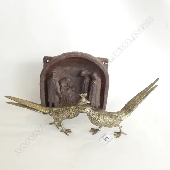PR BRASS PHEASANTS + CERAMIC NATIVITY SCENE H. 180MM