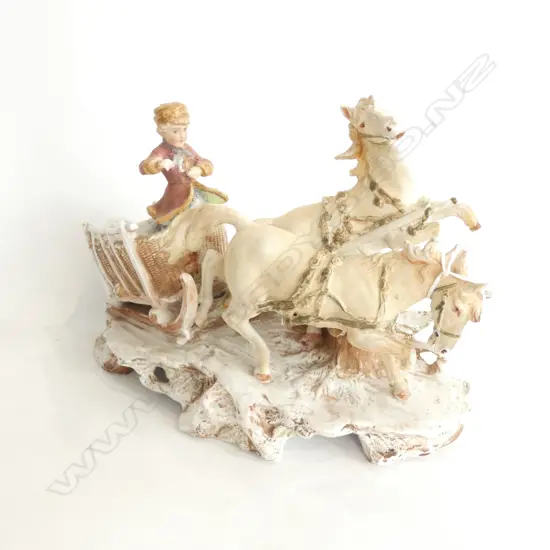 HORSES & SLEIGH FIGURINE AF L. 270MM