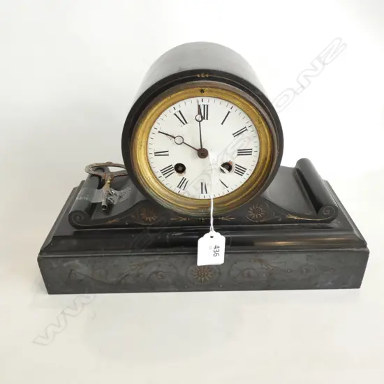 BLACK MARBLE MANTEL CLOCK L. 300MM
