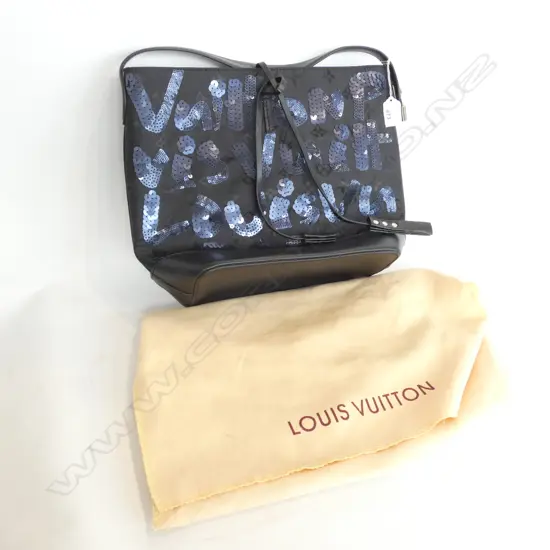 COPY 'LOUIS VUITTON' BLACK & NAVY BLUE  SEQUIN SATCHEL BAG
