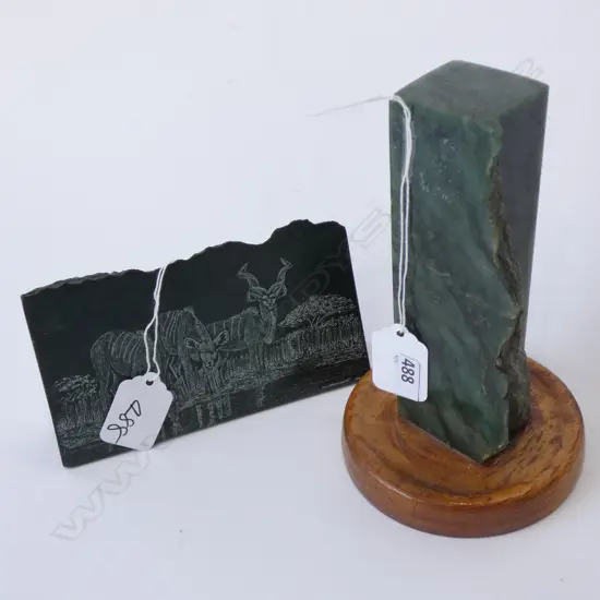NEPHRITE GREENSTONE PCE & AFRICAN STONE ARTWORK