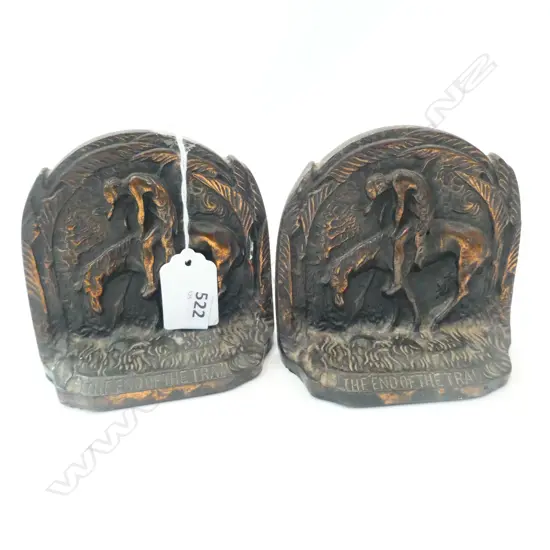 PR OLD 'END OF THE TRAIL' BRONZED BOOKENDS
