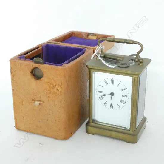 FRENCH CARRIAGE CLOCK IN CASE WORKING H. 110MM