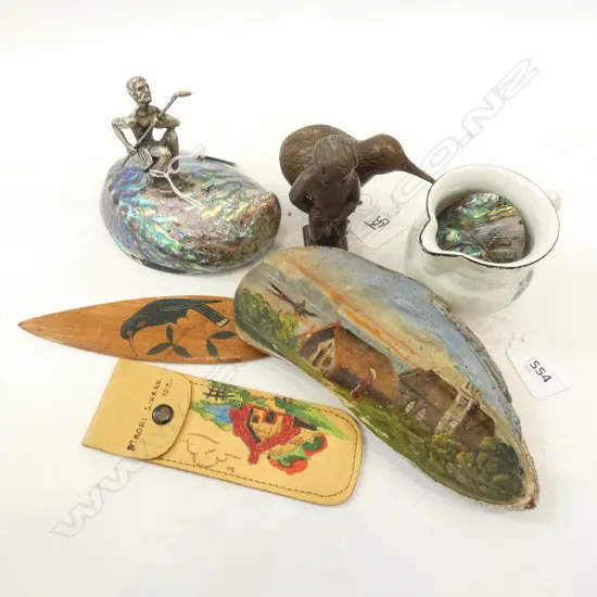 9 SOUVENIRS 8 NZ; PAUA, KIA ORA JUG, KIWI ETC