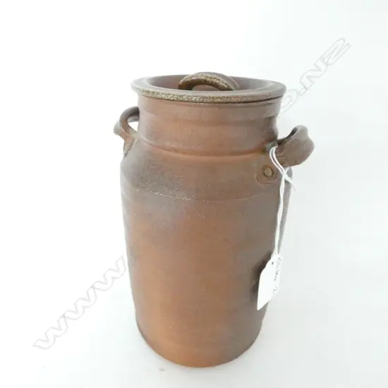 STONEWARE STUDIO POTTERY LIDDED JAR WOODFIRED