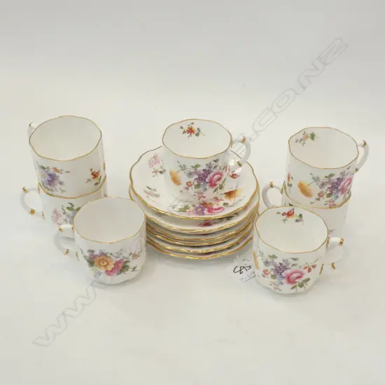 ROYAL CROWN DERBY - DERBY POSIES - 7 DEMITASSE CUPS & SAUCERS