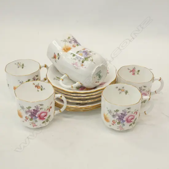 ROYAL CROWN DERBY - DERBY POSIES 6 DEMITASSE CUPS &  7 SAUCERS 
