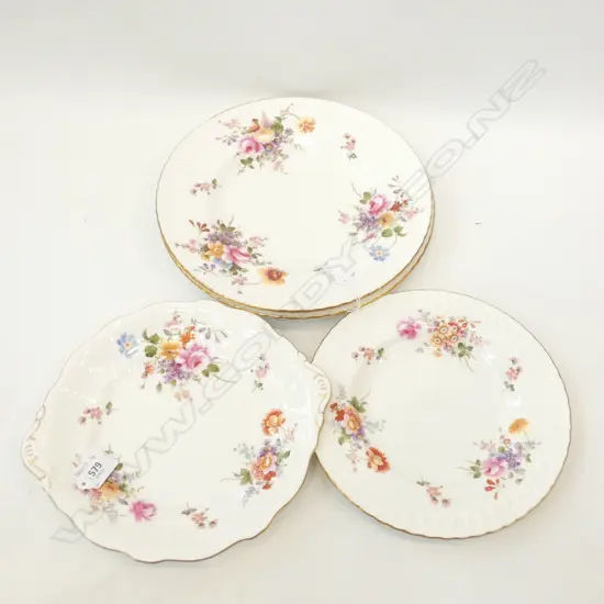 4 ROYAL CROWN DERBY - DERBY POSIES PLATES; 2 DINNER; 1 SALAD, 1 CAKE PLATE