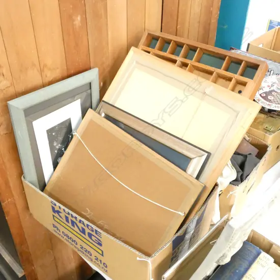 BOX LOT WOODEN TRAYS, ART ETC