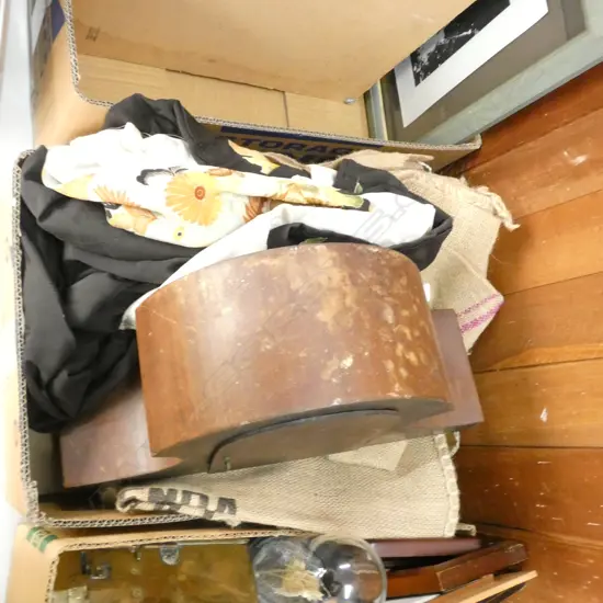 BOX LOT COFFEE BAGS, CLOCK, KIMONO