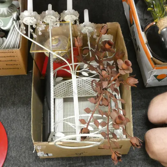 BOX LOT CANDLEHOLDERS ETC