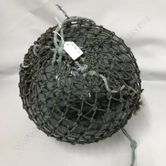 OLD GLASS FISHING FLOAT W NETTING DIA.340mm