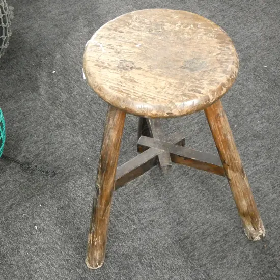RUSTIC WOODEN STOOL H. 480MM
