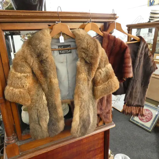 3 FUR STOLES; MINK, FOX, POSSUM