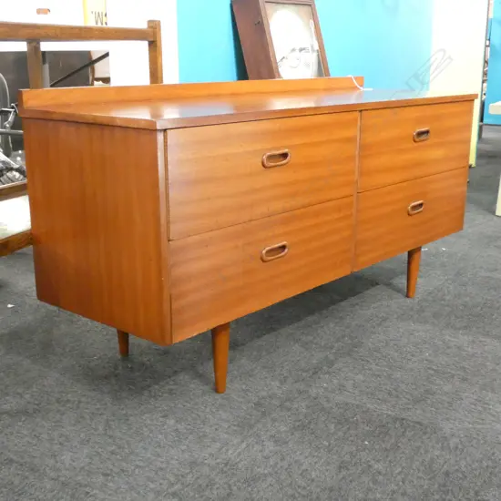 MAHOGANY VENEER 4-DRAWER LOWBOY - 1200  X 400 X 570MM