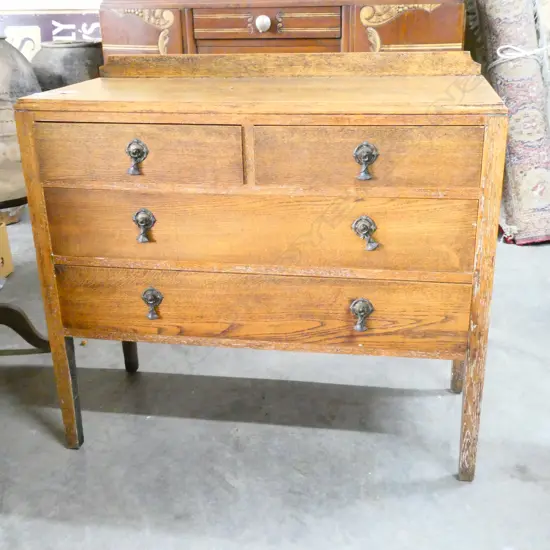 OAK FOUR DRAWER CHEST 910 x 410 x 850mm