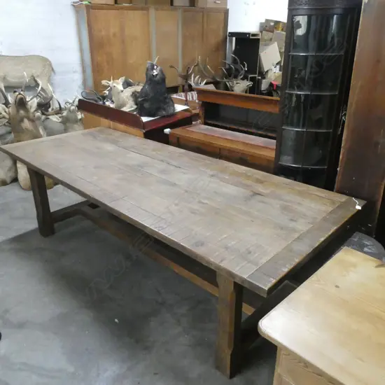 LGE PLANK TOP FRENCH STYLE REFECTORY TABLE 2.6m long