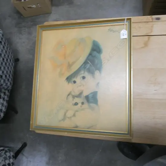 VINTAGE PRINT CHILD & CAT 930 X 370MM