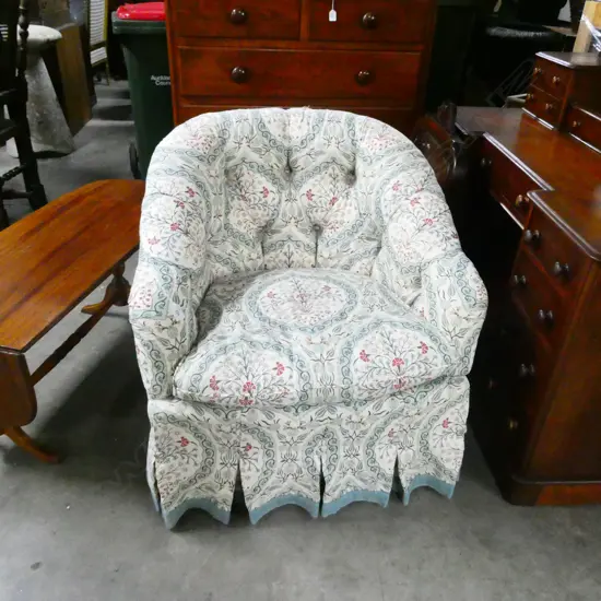 AMERICAN UPHOLSTERED BUTTONBACK CLUB CHAIR