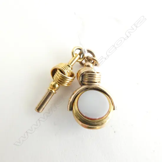 ANTIQUE FOB WATCH KEY & FOB SPINNER GOLD PLATED